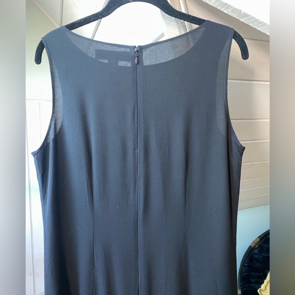 Valerie Stevens 100% Silk Black Long Dress With Floral Print Large Petite - Picture 7 of 10